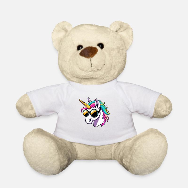 Einhorn mit Sonnenbrille - Teddy - Weiß