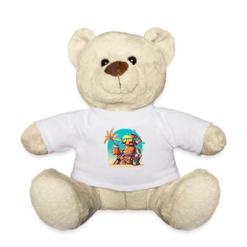Robot heureux en vacances - Nounours - blanc - Devant