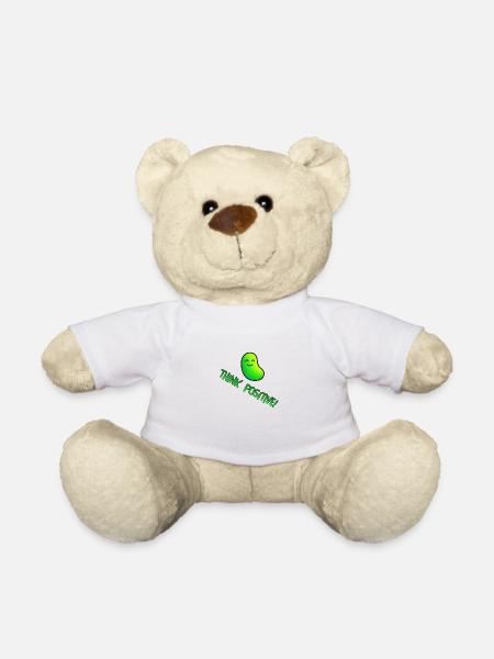 think positive mit lustiger grüner Bohne - Teddy - Weiß