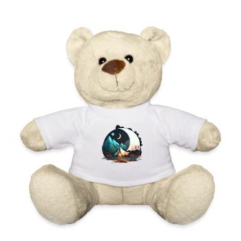 Tent in the moonlight, mountains, camping - Teddy Bear - white - Front