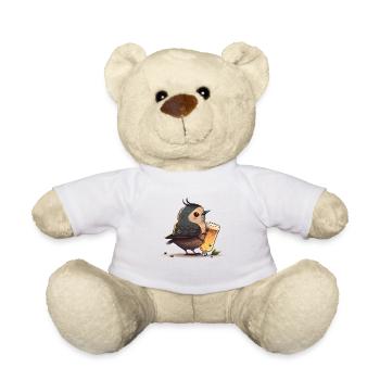 Niedlicher Vogel genießt sein Glas Bier - Teddy - Weiß - Vorne
