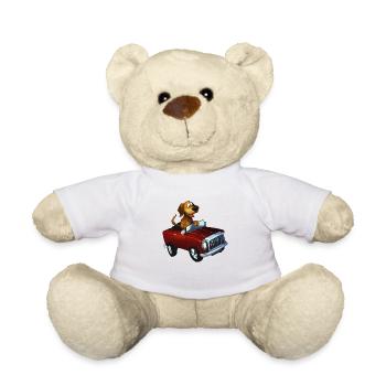 chien conduisant voiture drôle chien propriétaire tenue - Nounours - blanc - Devant