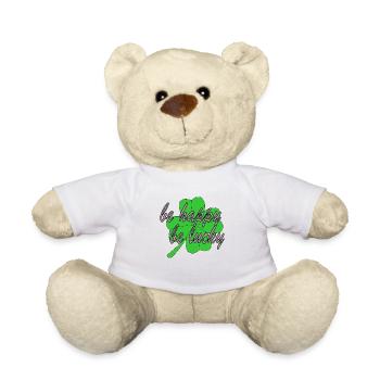 Trèfle à quatre feuilles Soyez heureux Soyez chanceux - Nounours - blanc - Devant