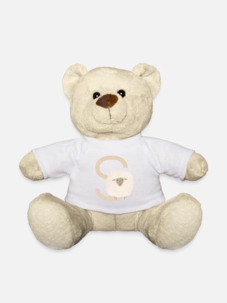 S - SCHAF - ABC, Alphabet, Buchstabe, Tier, Name - Teddy - Weiß