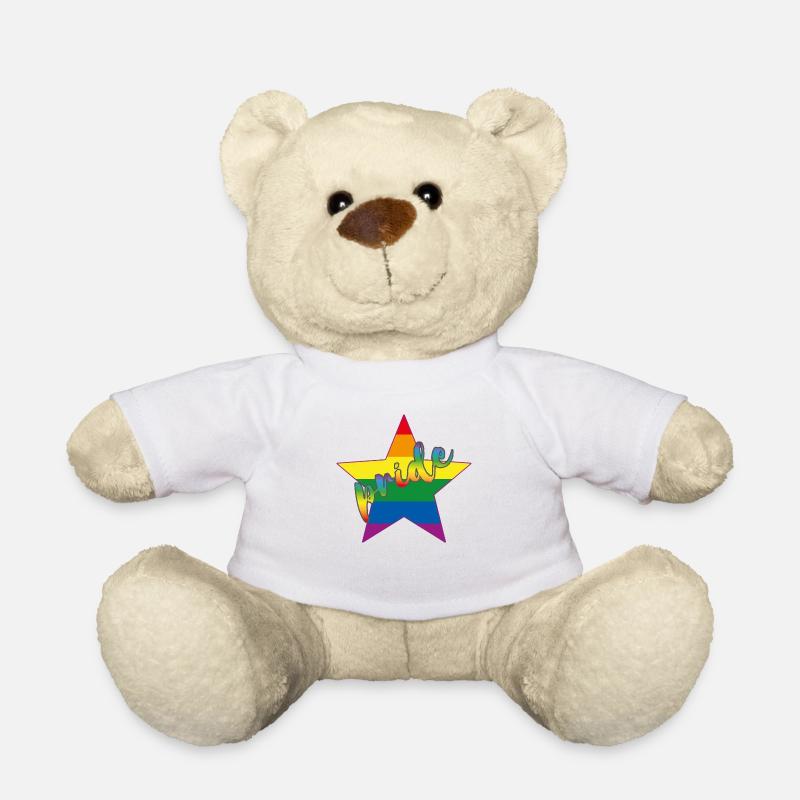 Rainbow Star Pride - Teddy Bear - white