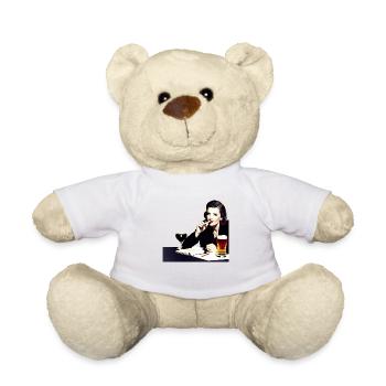 Frau mit Zigarette und Bier - Teddy - Weiß - Vorne