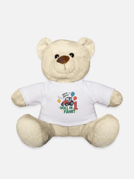 Cool Tractor 1st Birthday: Best Selling Gift! - Teddy Bear - white