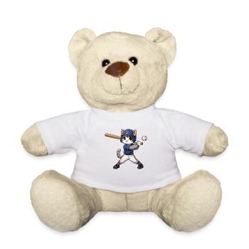 Sportkatze: Baseballspieler - Teddy - Weiß - Vorne