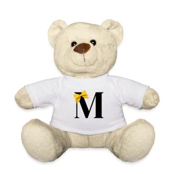 Lettre m nœud jaune - Nounours - blanc - Devant