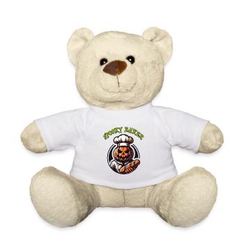 Citrouille d’Halloween avec chapeau de boulanger et pain - Nounours - blanc - Devant