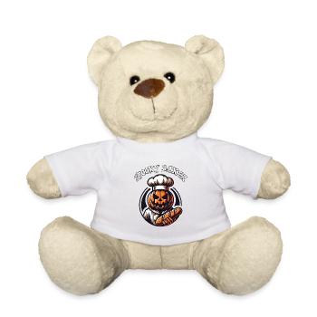 Citrouille d’Halloween avec chapeau de boulanger et pain - Nounours - blanc - Devant