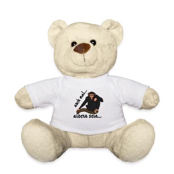 Schimpanse "auch mal albern sein..." - Teddy - Weiß - Vorne