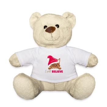Cute peeking ginger cat in Santa hat - Teddy Bear - white - Front