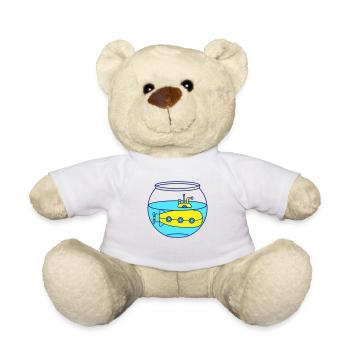 Lustiges kleines U-Boot Goldfischglas Aquarium Fun - Teddy - Weiß - Vorne
