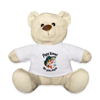 Papa komm wir gehen Angeln springender Barsch - Teddy - Weiß - Vorne