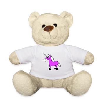 Unicorn Smiles Pretty Friendly Cartoon Horse - Teddy Bear - white - Front