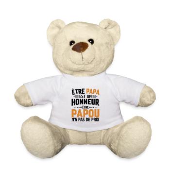 Être papou n'a pas de prix Humour cadeau papa - Nounours - blanc - Devant
