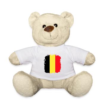 Drapeau belge vintage Drapeau belge look vieilli - Nounours - blanc - Devant
