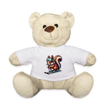 Skis, Sport, Squirrel, Nuts, Animal Lovers - Teddy Bear - white - Front