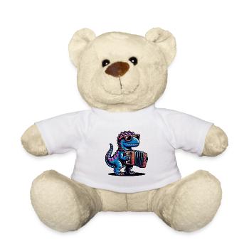 Dino Akkordeonist Mit Sonnenbrille - Teddy - Weiß - Vorne
