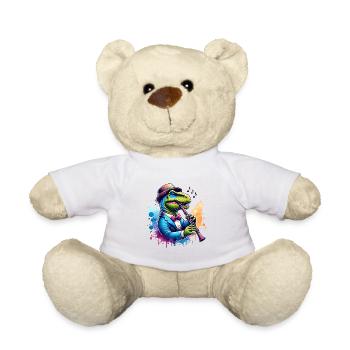 Dino flûtiste dans un design amusant d’orchestre - Nounours - blanc - Devant