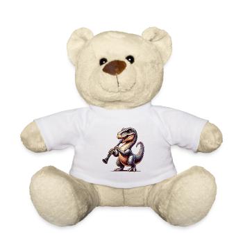 Dino flutist with recorder in orchestra - Teddy Bear - white - Front