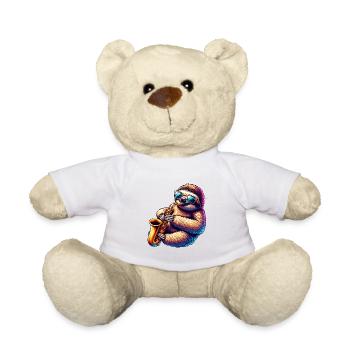 Cool Sloth Saxophonist Jazz Design - Teddy Bear - white - Front