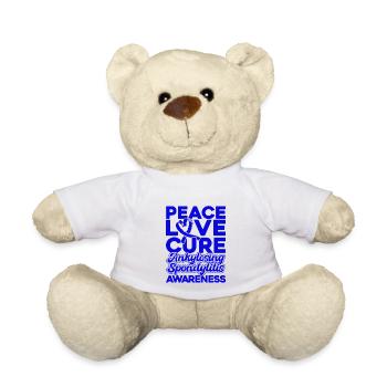 Ruban bleu de conscience de la spondylarthrite ankylosante - Nounours - blanc - Devant