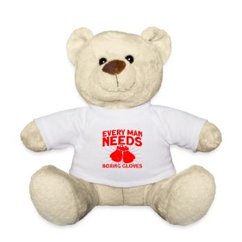 Jeder Mann braucht Boxhandschuhe Boxen Geschenk - Teddy - Weiß - Vorne