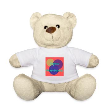 HAPPY BIRTHDAY. JOYEUX ANNIVERSAIRE. ANNIVERSAIRE. - Nounours - blanc - Devant