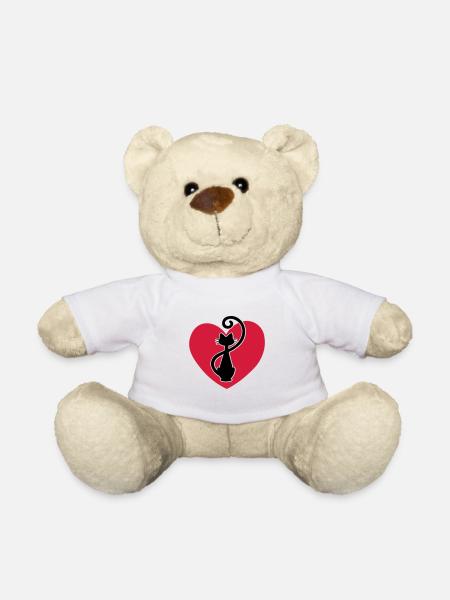 Katzendame - cat lady - dame de chat - Teddy Bear - white
