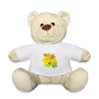 Bouquet d’automne de glands, feuilles d’érable et rowan - Nounours - blanc - Devant