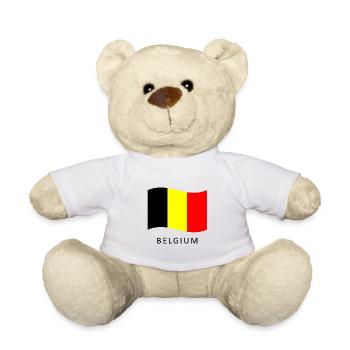 Drapeau Belge - Cadeau belgique - Nounours - blanc - Devant