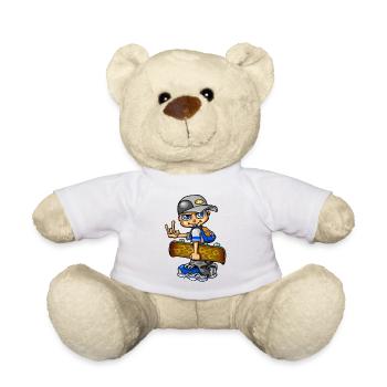 Garçon de patineur et flammes - Nounours - blanc - Devant