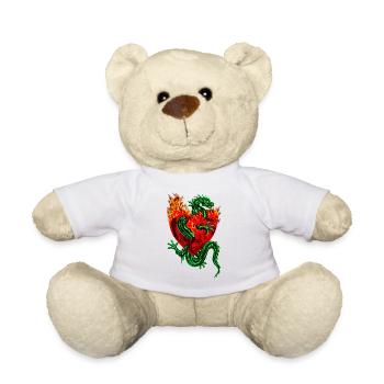 Feuer Herz Drache Tatoo / Fire Heart Dragon Tattoo - Teddy - Weiß - Vorne