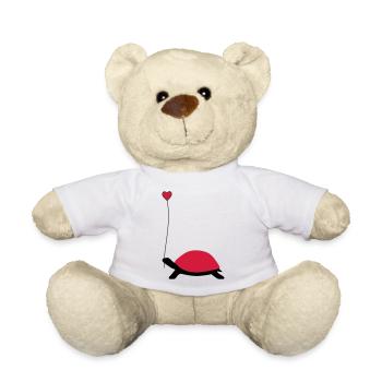Tortue avec ballon de coeur - Nounours - blanc - Devant