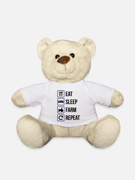 Eat Sleep Farm Repeat - Teddy Bear - white