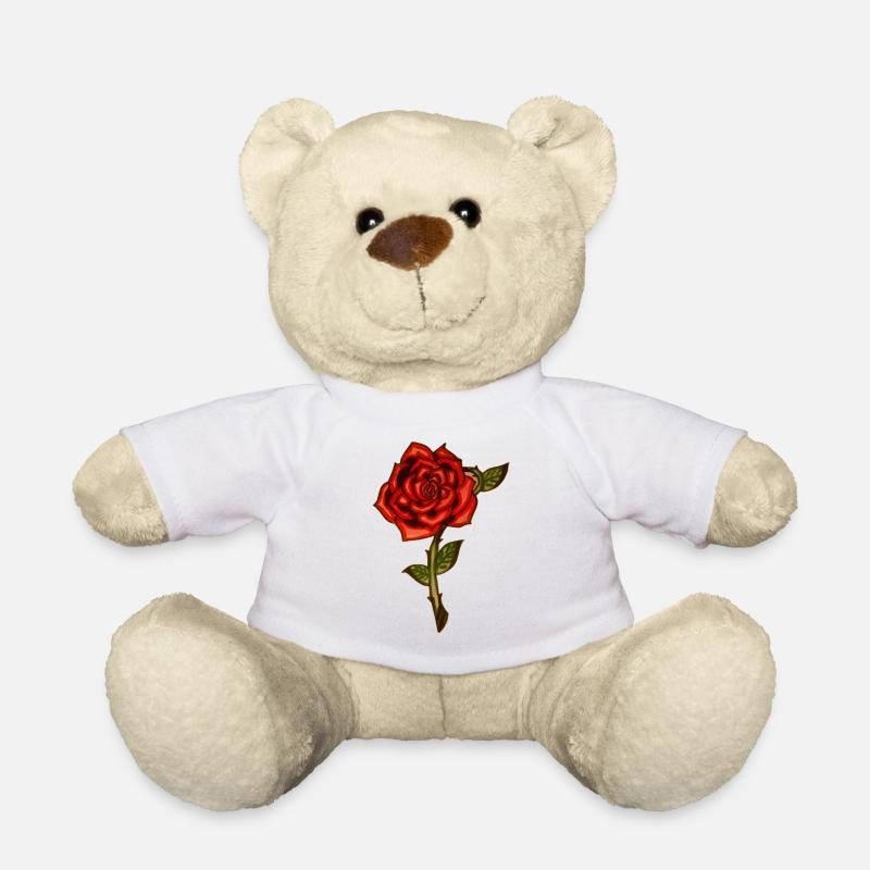 rote Rose - Teddy - Weiß