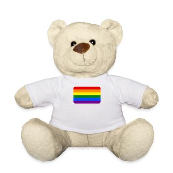 RAINBOW FLAG round corner 400 dpi - Teddy Bear - white - Front