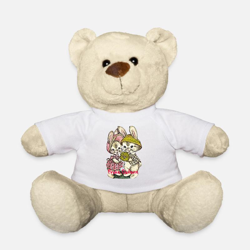 Easter, happy easter, easter bunny, happy easter, easter egg, - Teddy Bear - white
