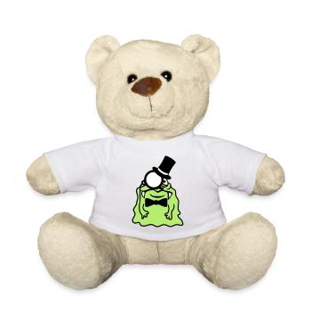 sir herr gentlemen zylinder monokel reich glibber - Teddy - Weiß - Vorne