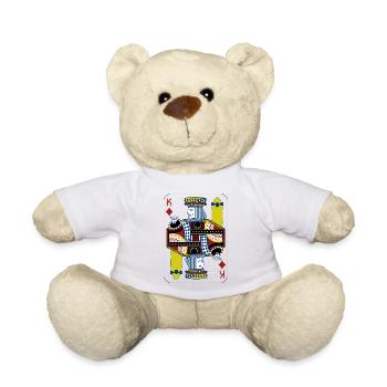 König Karte Skateboard Poker Shirt Geschenk - Teddy - Weiß - Vorne