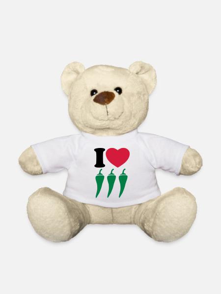 I love chili - Ich liebe Chili - Teddy - Weiß