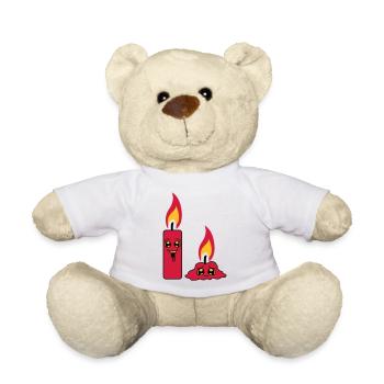 2 bougies équipe couple drôle triste brûlé BD - Nounours - blanc - Devant