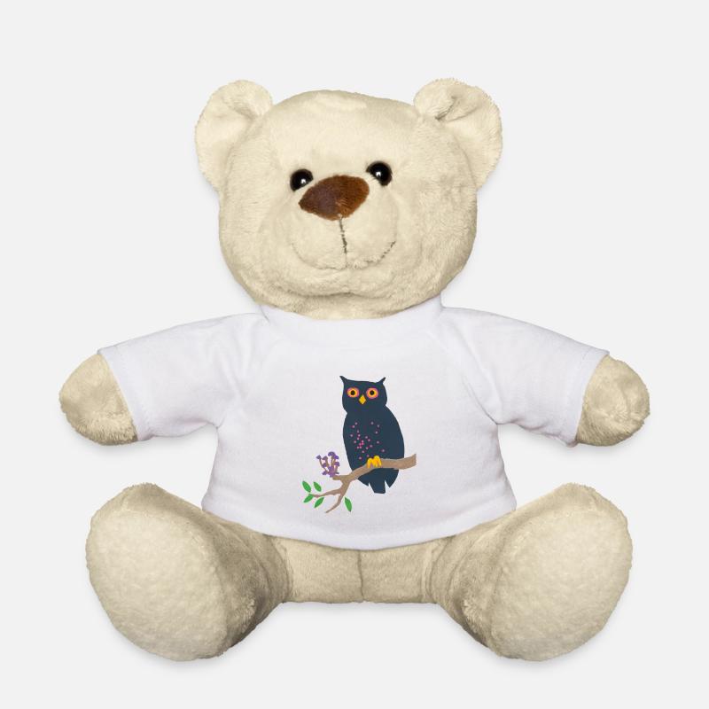 Eule und Pilze - Teddy - Weiß
