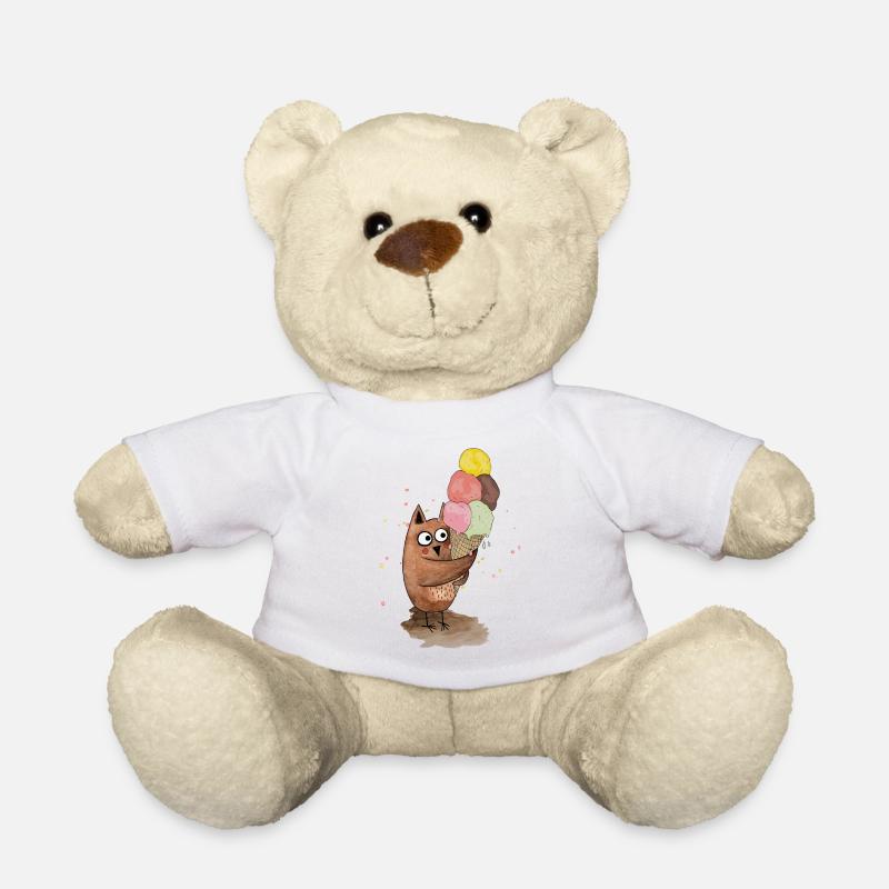 Eule mit riesigem Eis - Teddy - Weiß