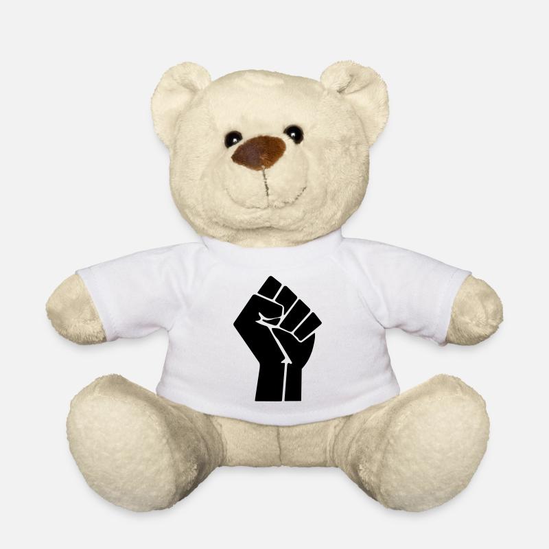 Raised Fist - Teddy Bear - white
