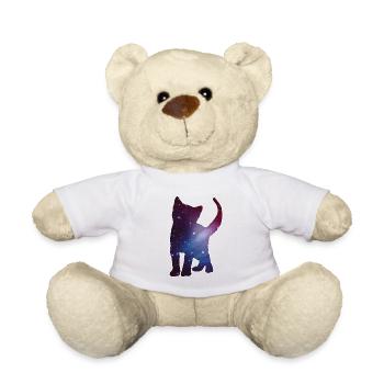 Katze Kitten Silhouette Cat Weltall Space Geschenk - Teddy - Weiß - Vorne