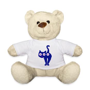 Katze mit drei Augen blau - Teddy - Weiß - Vorne