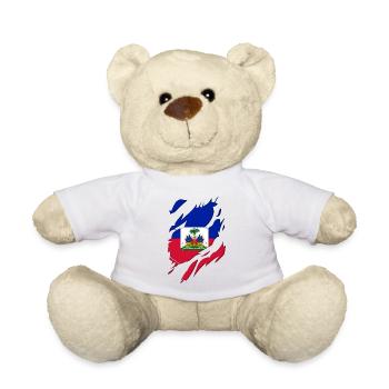 Drapeau Haïti déchiré motif - Nounours - blanc - Devant